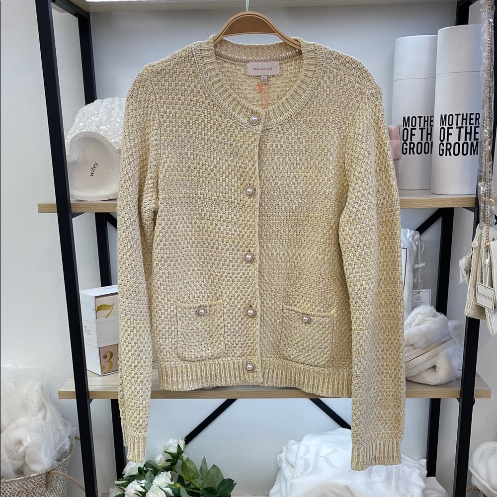 Women's Cream Knit Button-Front Cardigan Sweater old money
